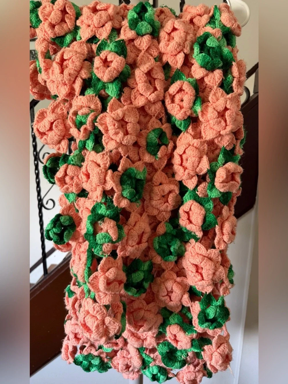 Hand Crocheted Flowered Blanket
